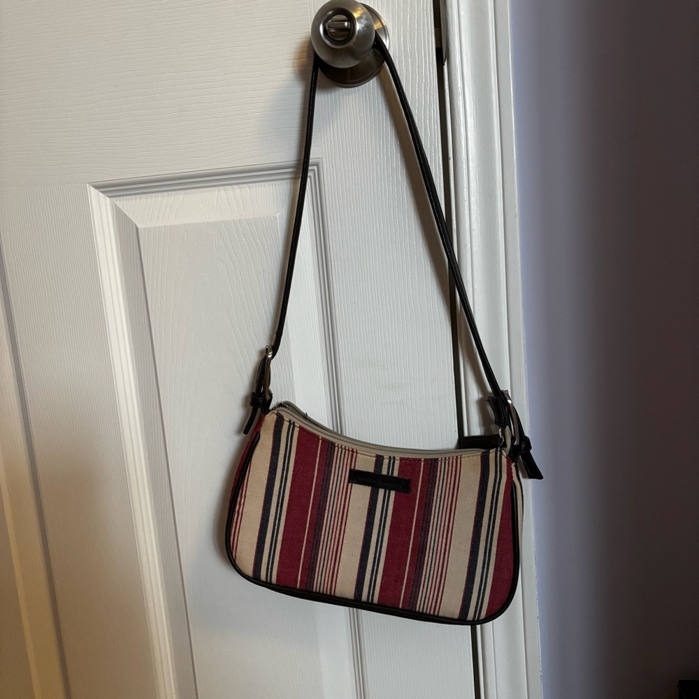 Frankie & Johnny shoulder bag, red, cream, navy EUC